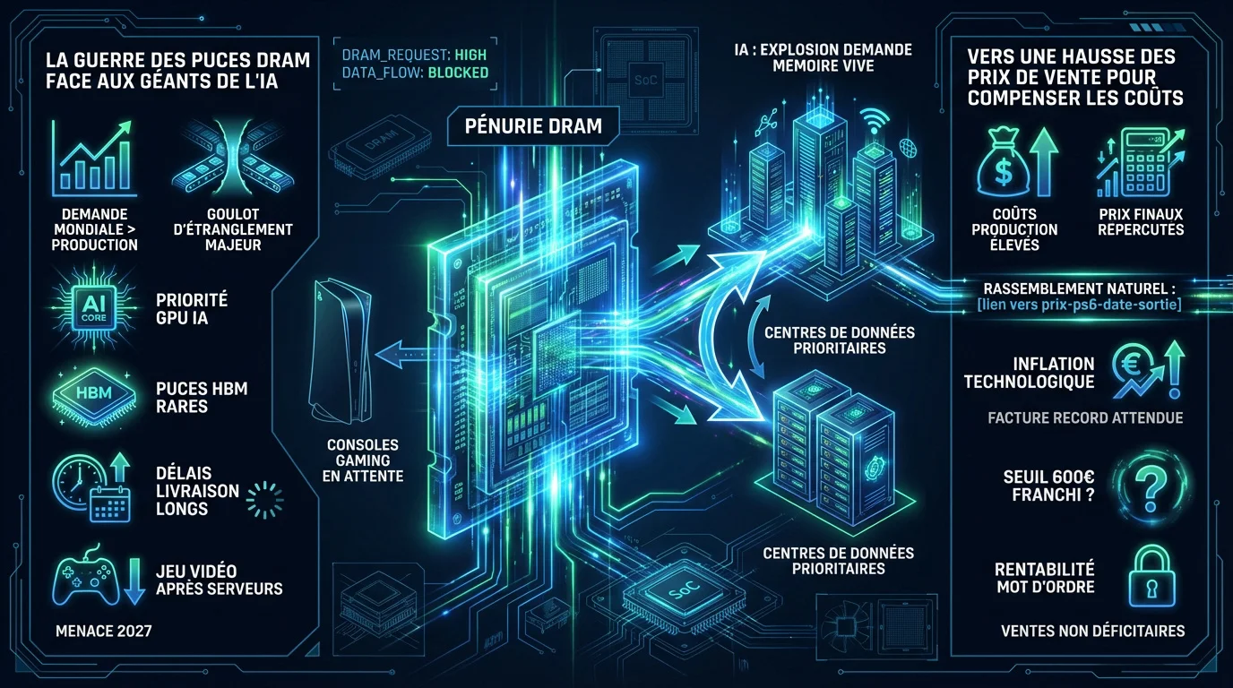 Illustration de la rivalité entre l'intelligence artificielle et le gaming pour les composants mémoire