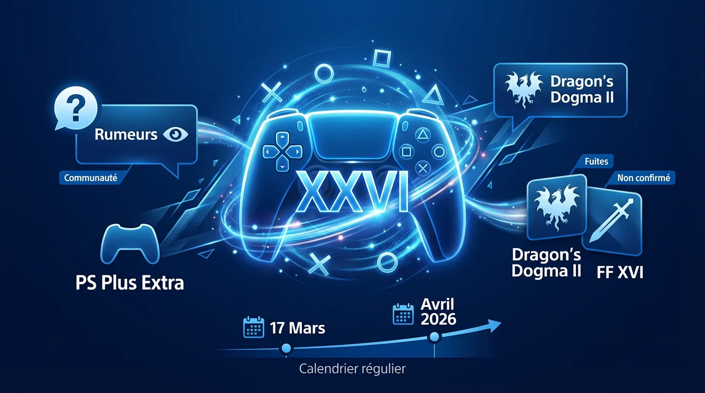 Illustration des rumeurs PlayStation Plus pour l'année 2026