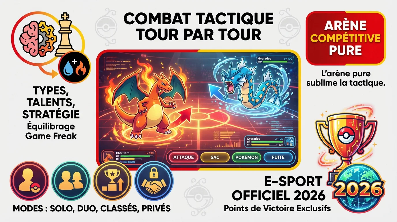 Combat stratégique Pokémon Champions en arène compétitive