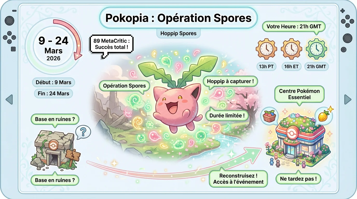 Événement Hoppip dans Pokémon Pokopia du 9 au 24 mars 2026