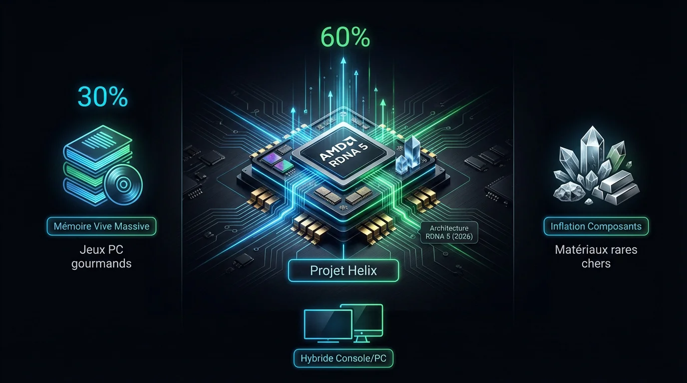 Illustration de la puce AMD RDNA 5 pour la console hybride Projet Helix