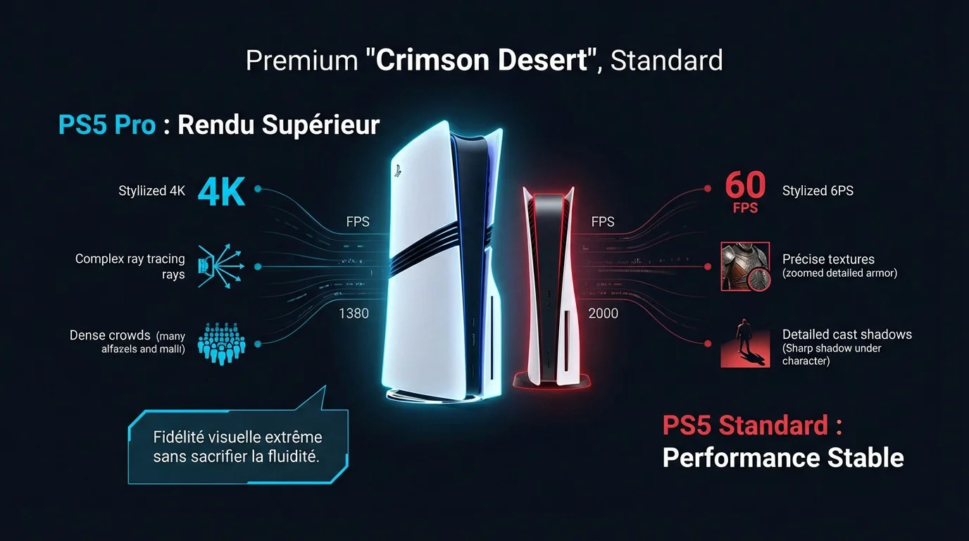 Comparaison graphique entre la PS5 standard et la PS5 Pro sur Crimson Desert