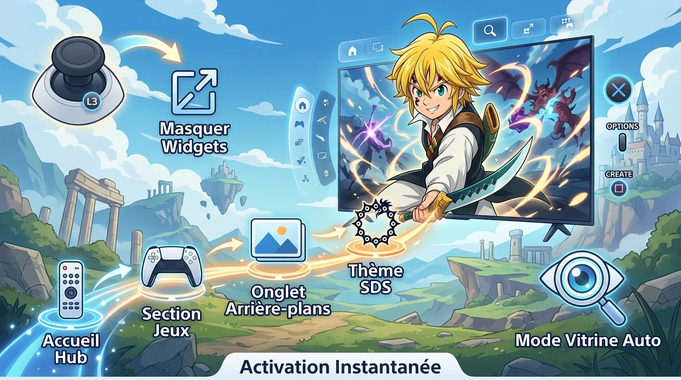 Interface PS5 avec le thème animé The Seven Deadly Sins Origin