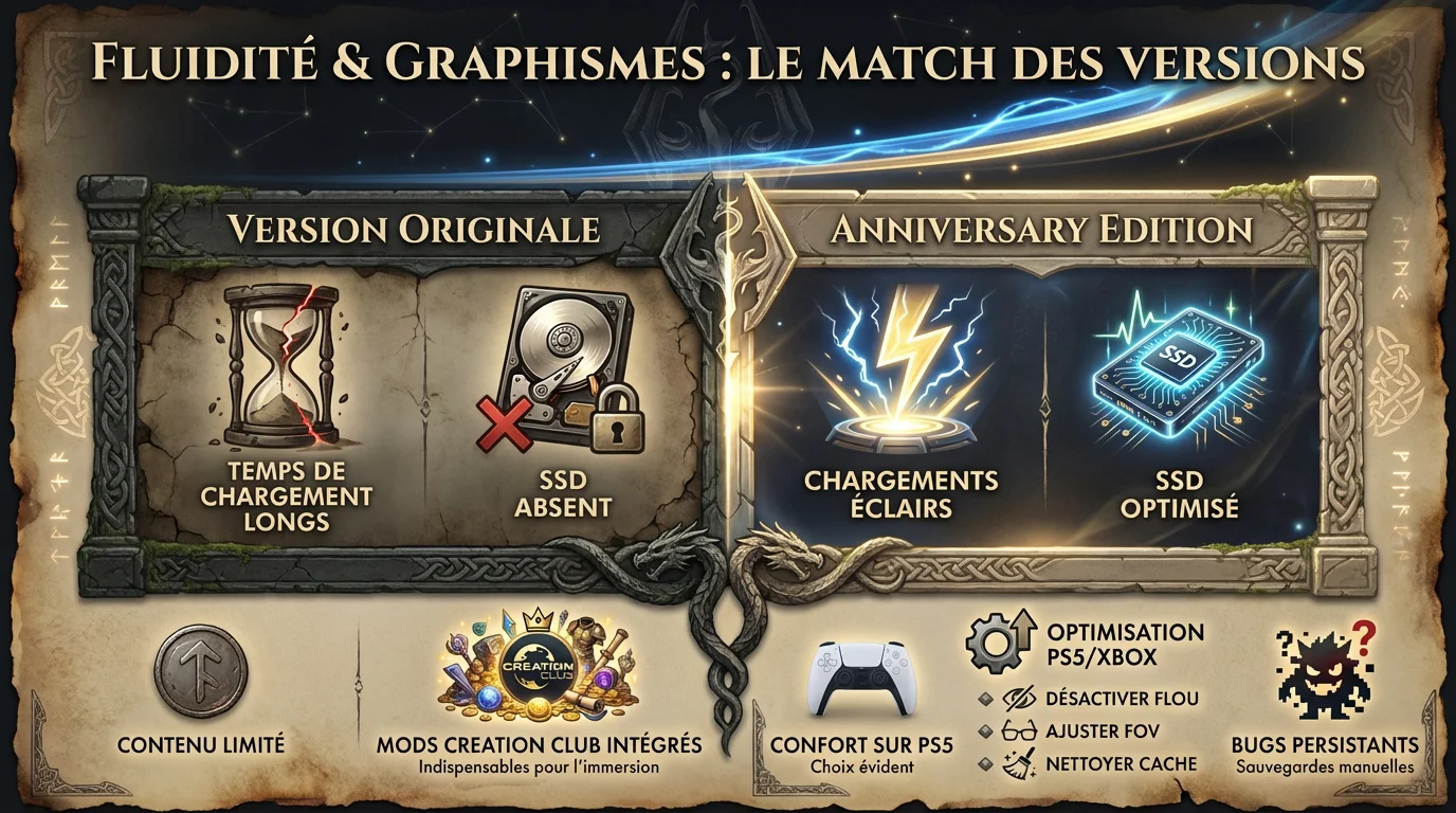 Comparaison visuelle entre Skyrim version originale et Anniversary Edition sur console next-gen