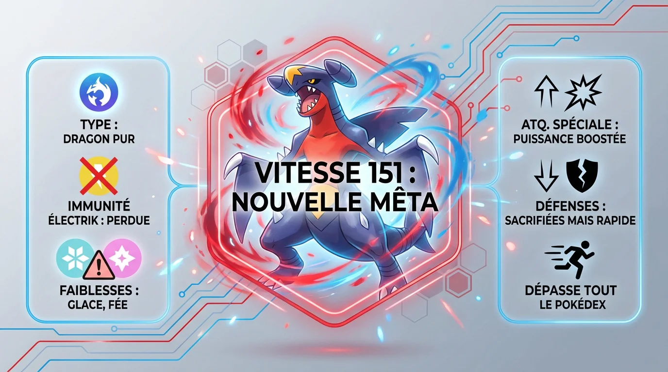 Méga-Garchomp Z avec ses ailes en faux dominant le combat