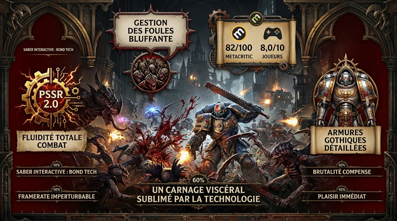 Combat intense contre des hordes de Tyranides dans Warhammer 40,000 Space Marine 2