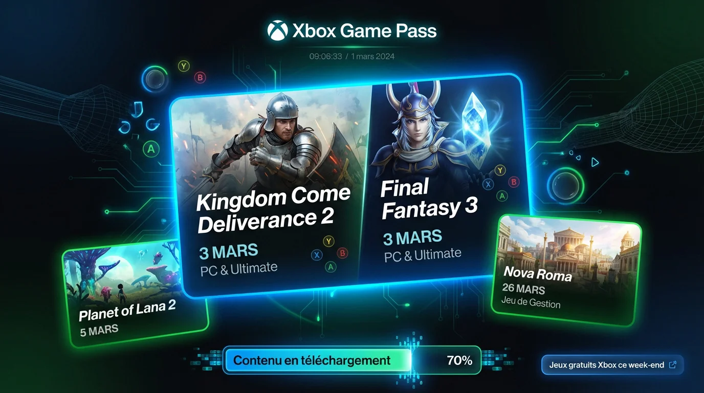 Nouveautés et téléchargements Xbox Game Pass mars 2026