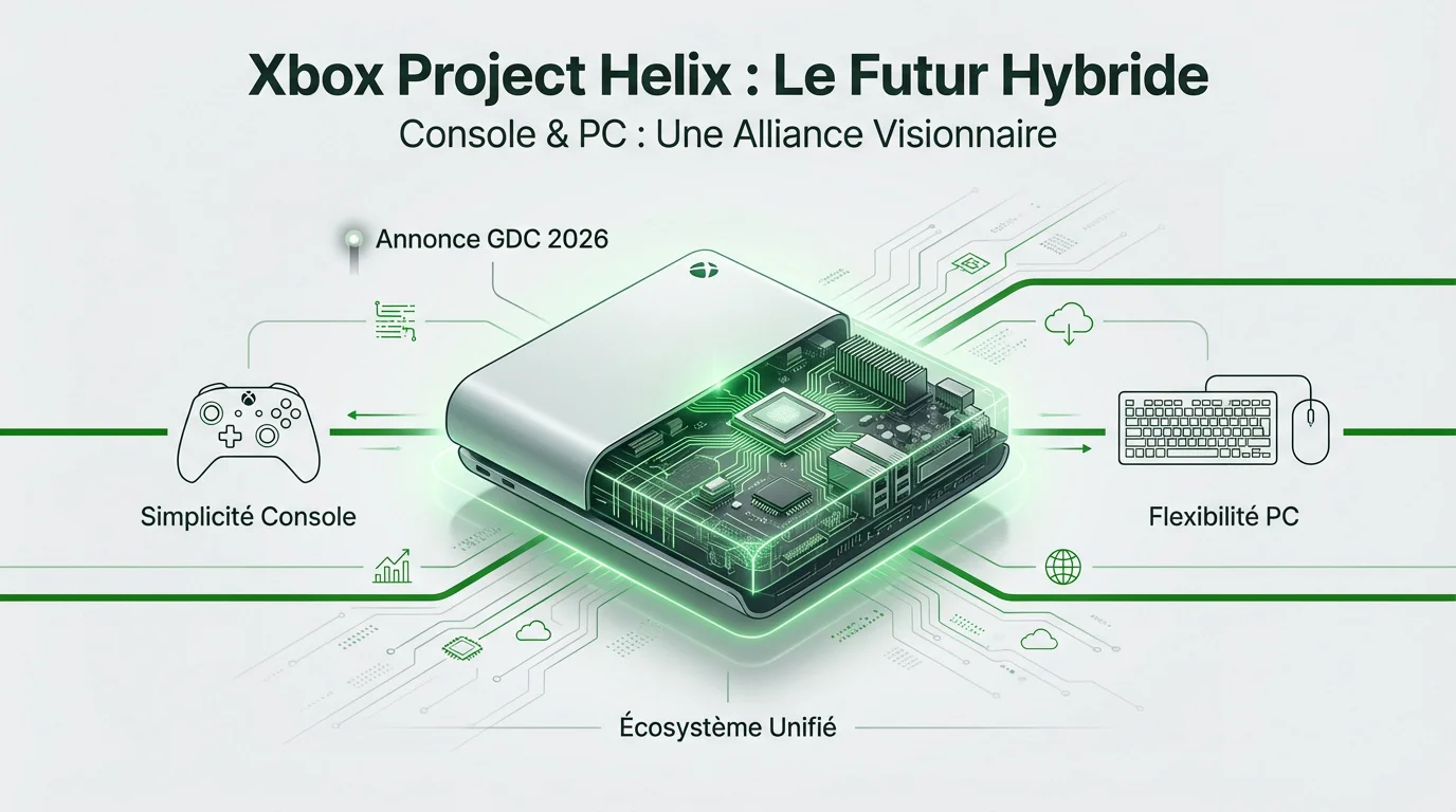 Concept de la console hybride Xbox Project Helix combinant puissance PC et simplicité console