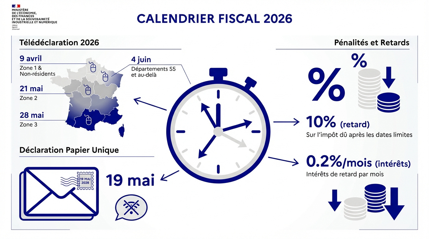 Calendrier fiscal 2026 : dates clés et pénalités de retard