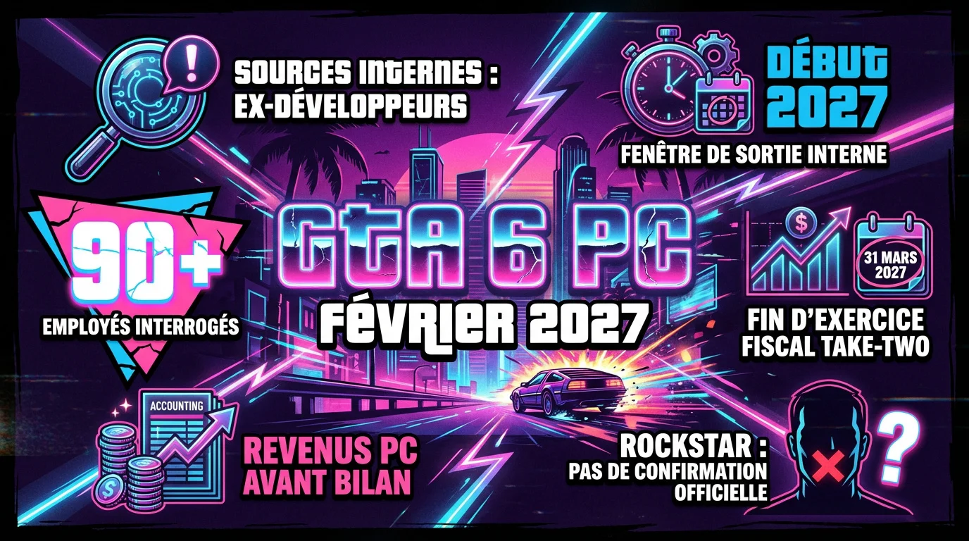 Illustration de la fuite concernant la date de sortie de GTA 6 sur PC en février 2027