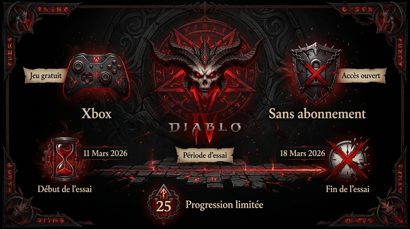 Diablo IV essai gratuit sur consoles Xbox mars 2026