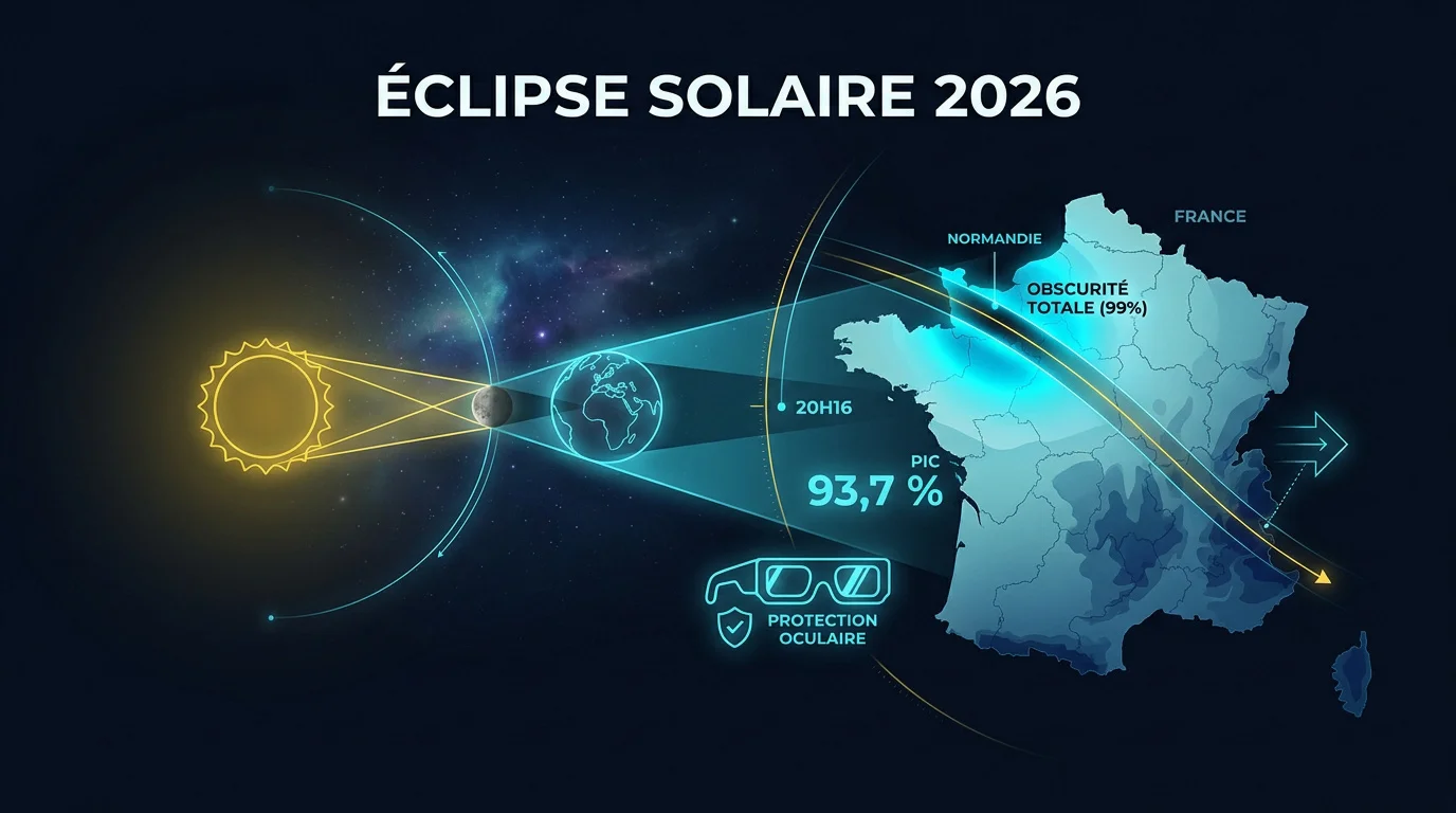 Ombre de l'éclipse solaire sur la France