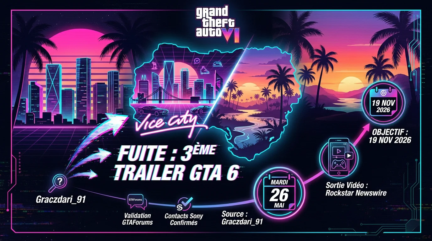 Fuite et révélations sur le troisième trailer de GTA 6
