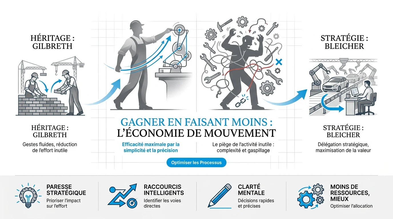Illustration de l'économie de mouvement et de l'efficacité au travail