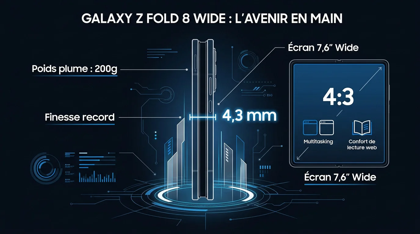 Design ultra fin du Samsung Galaxy Z Fold 8 Wide comparé à la concurrence