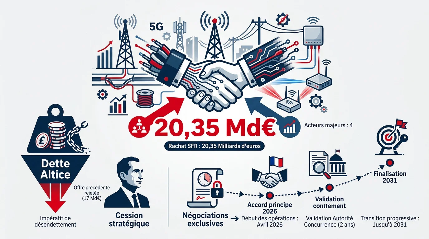 Infographie du rachat de SFR pour 20,35 milliards d'euros