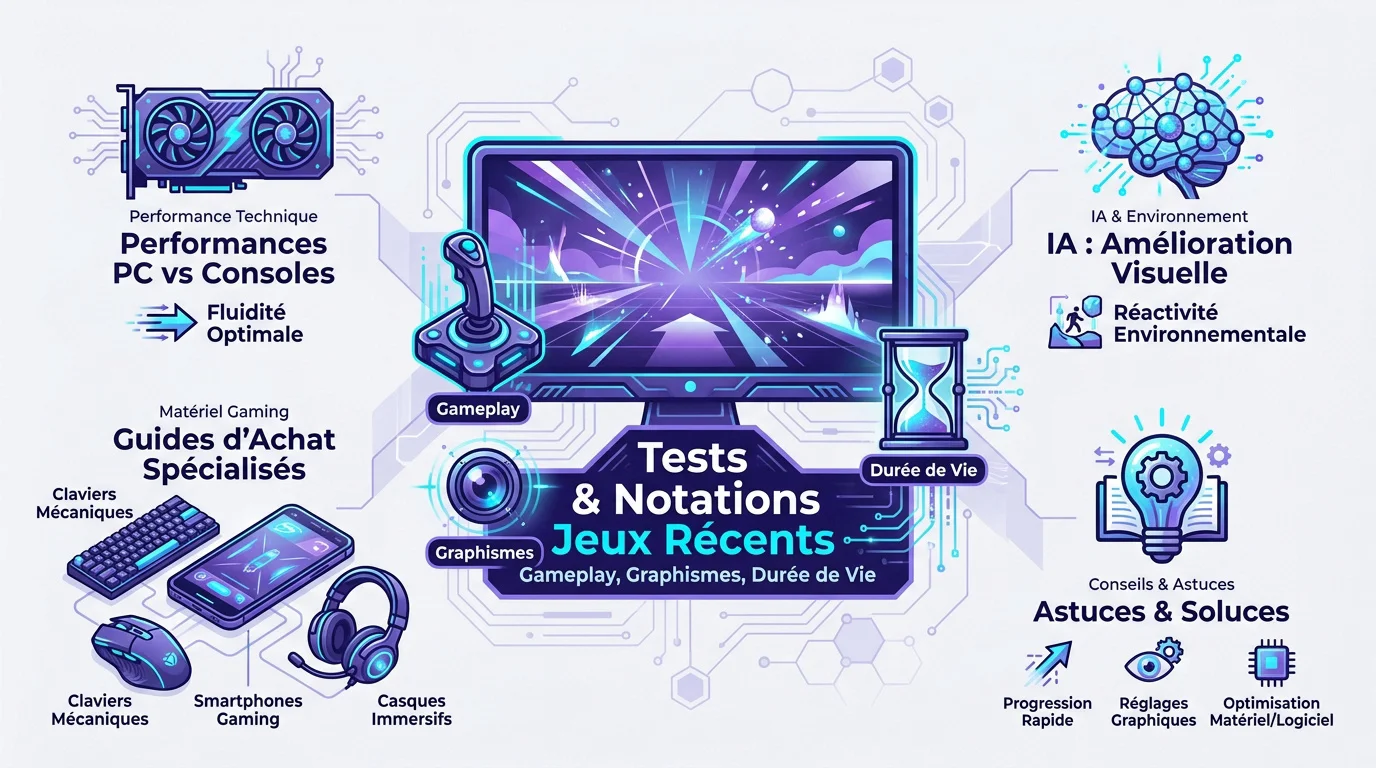 Infographie sur les performances et le matériel de jeu vidéo moderne