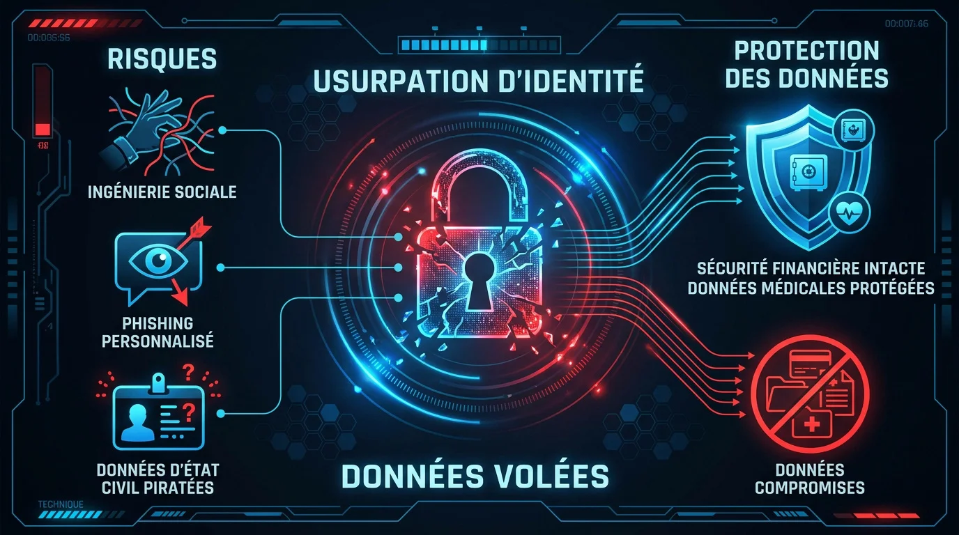 Infographie sur les risques d'usurpation d'identité et la protection des données personnelles