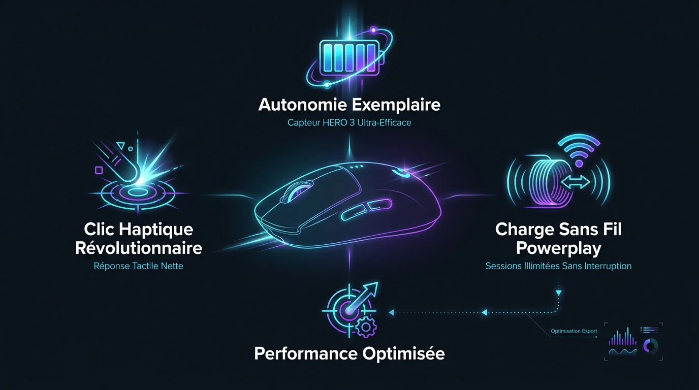 Souris gamer Logitech G Pro X2 Superlight performante avec grande autonomie