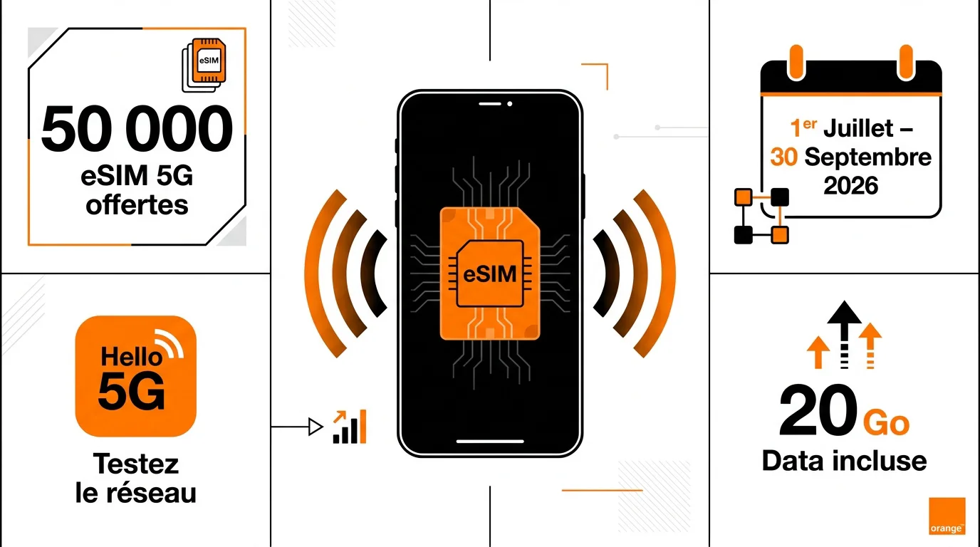 Offre Orange Hello 5G avec eSIM gratuite et data mobile pour l'été 2026