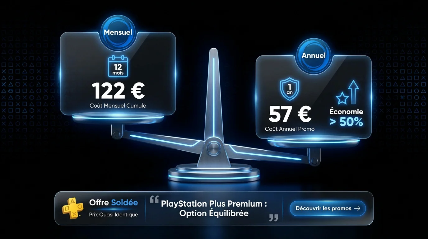 Comparaison des tarifs PlayStation Plus Premium annuel et mensuel