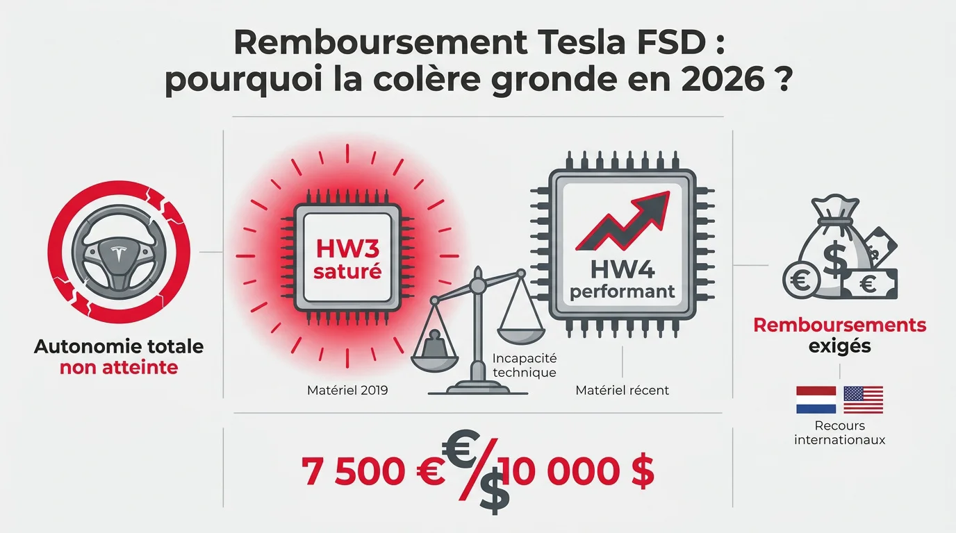 Propriétaires de Tesla en colère réclamant un remboursement pour le système FSD défaillant