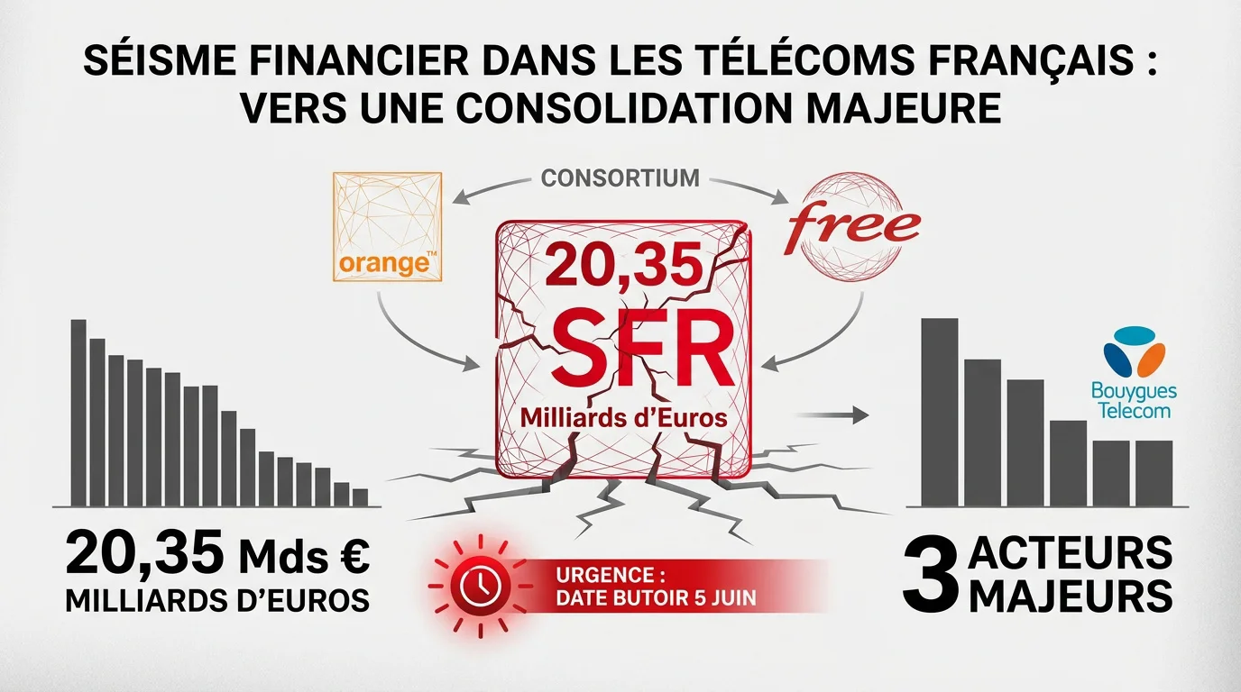 Illustration de la consolidation du marché des télécoms français avec le rachat de SFR
