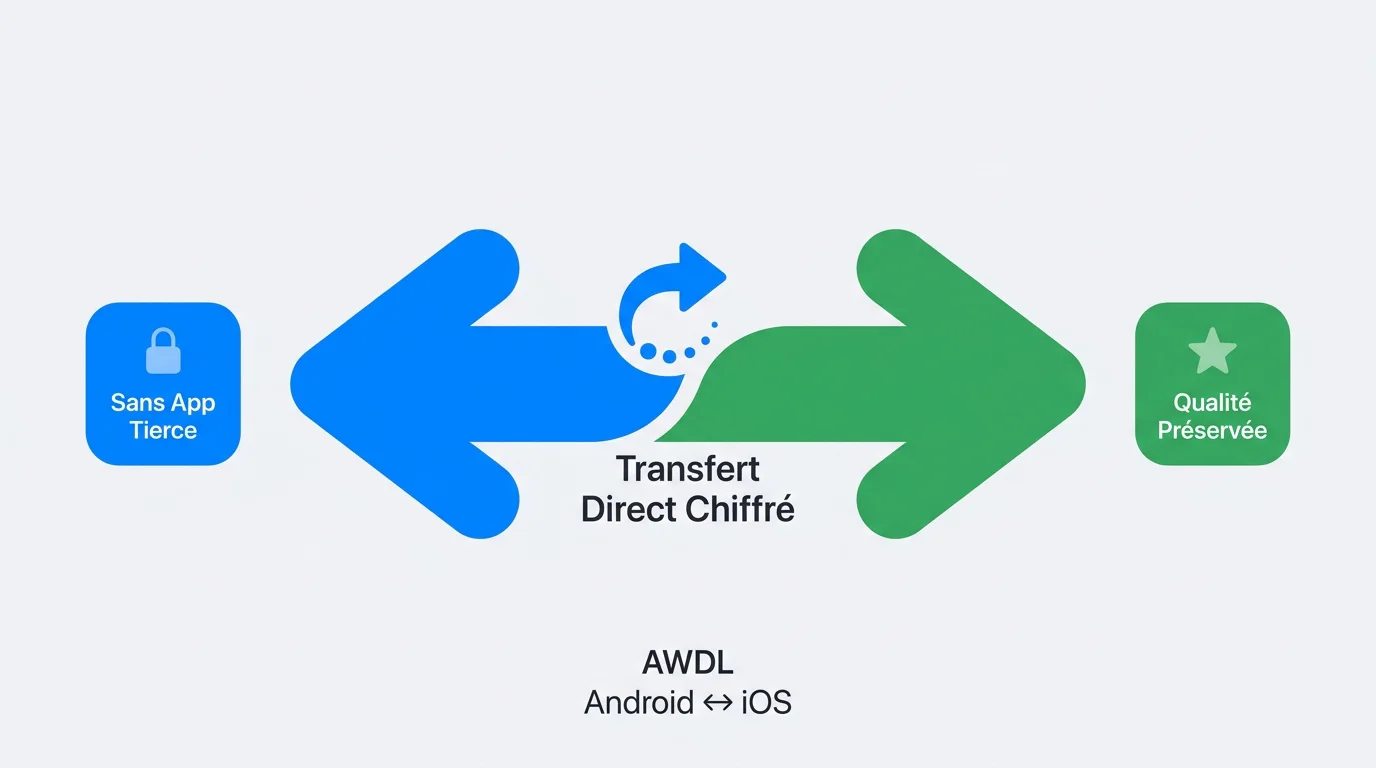 Transfert direct de fichiers chiffrés entre Android et iPhone via Quick Share