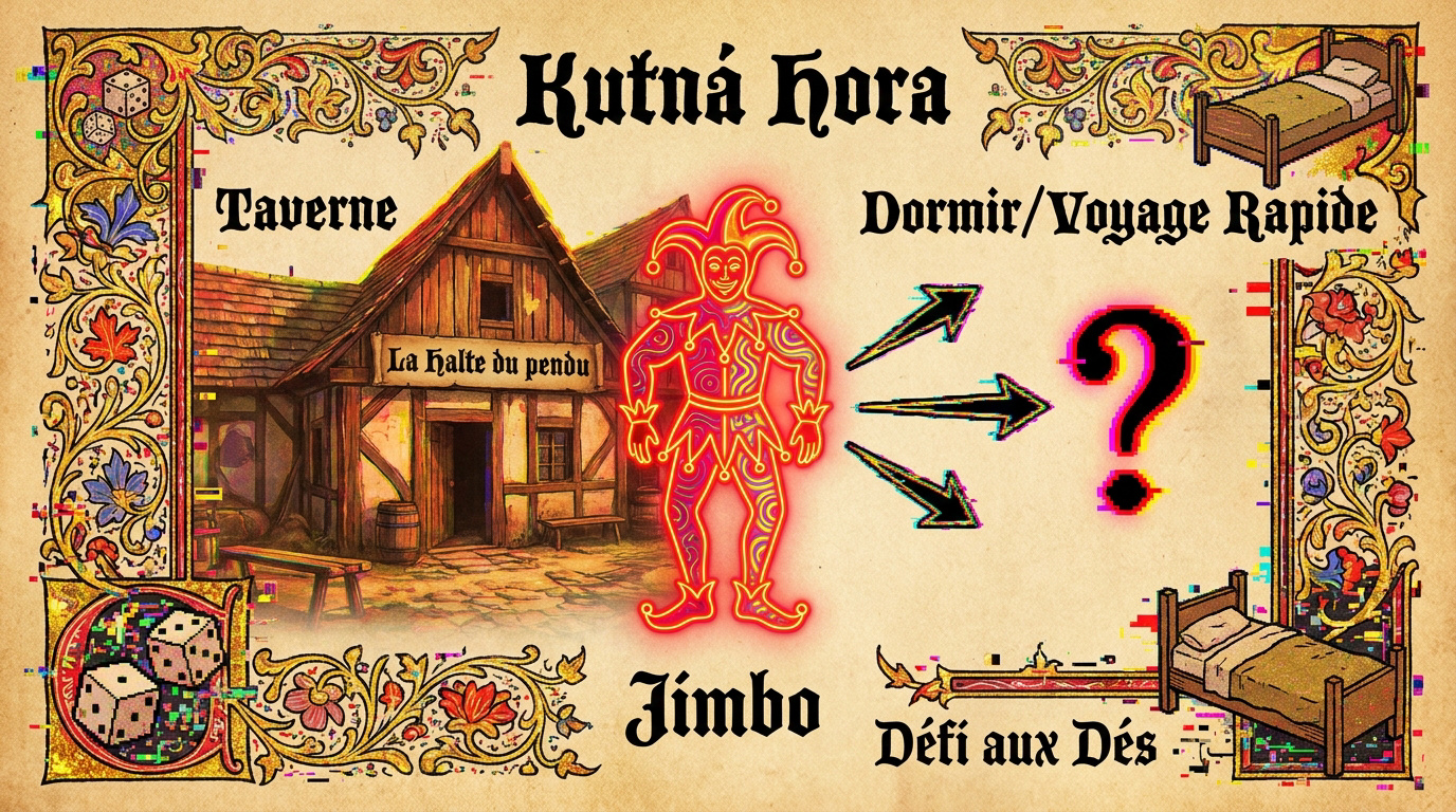 Le bouffon Jimbo devant la taverne à Kutná Hora