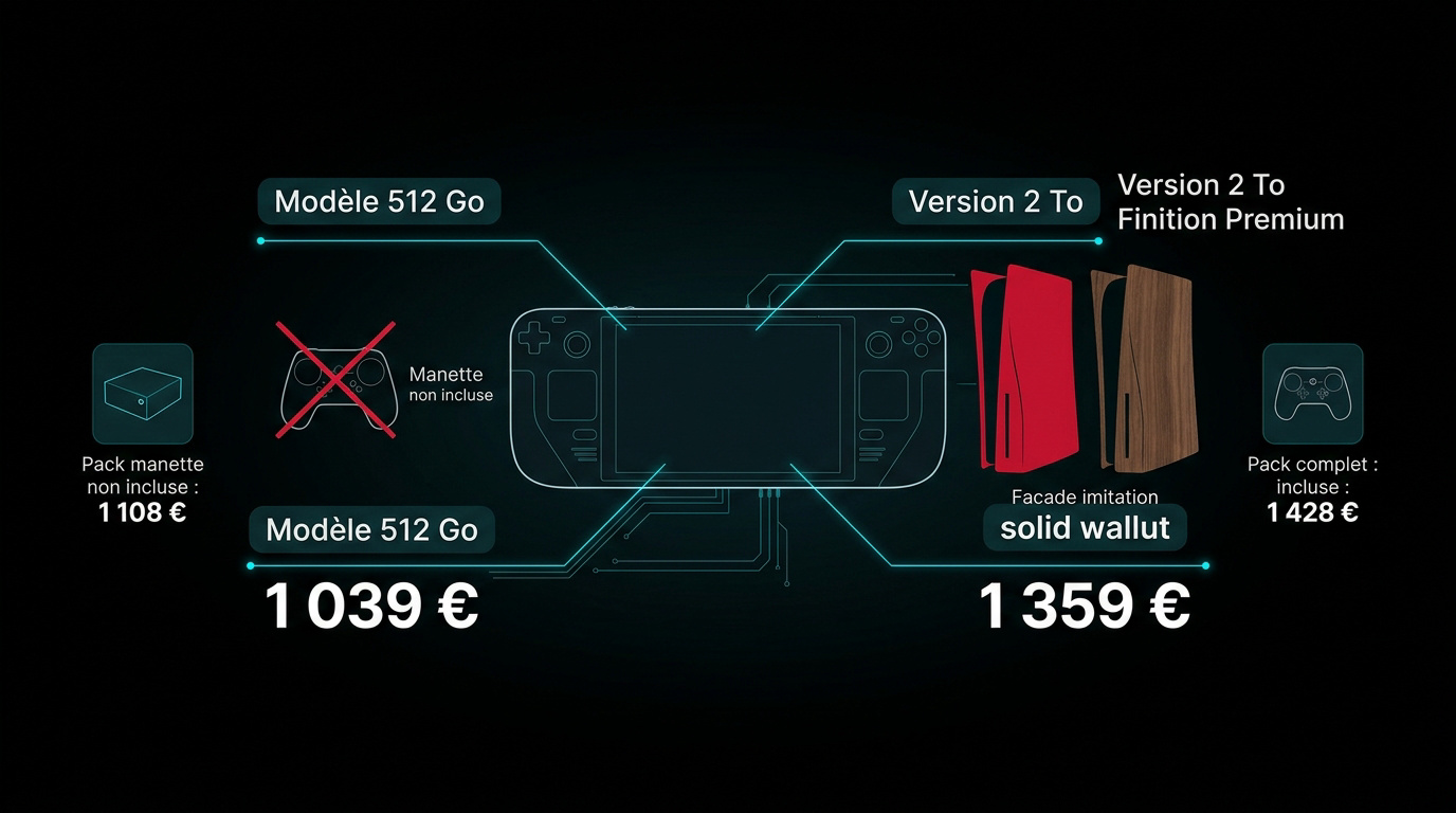 Comparatif entre la Steam Machine 512 Go et le modèle premium 2 To avec finitions en bois