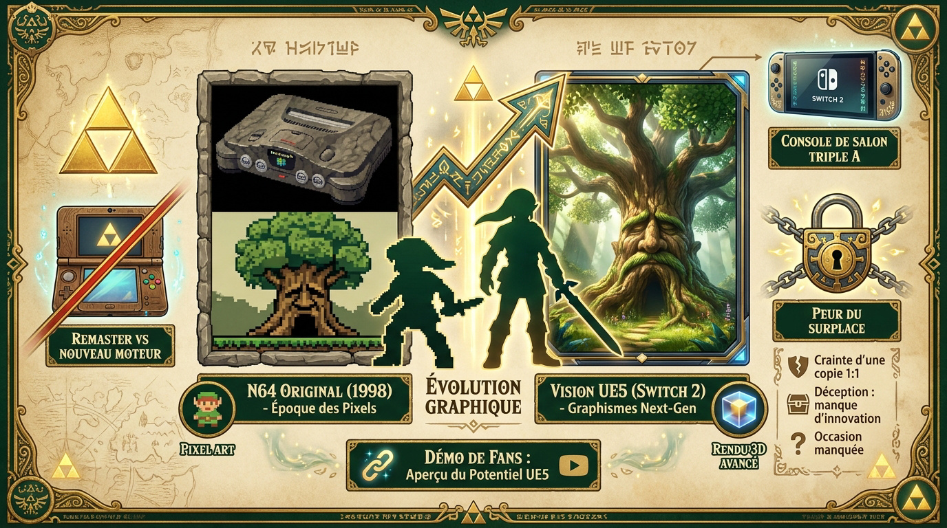 Comparaison graphique entre la version Nintendo 64 et le rendu moderne sous moteur récent