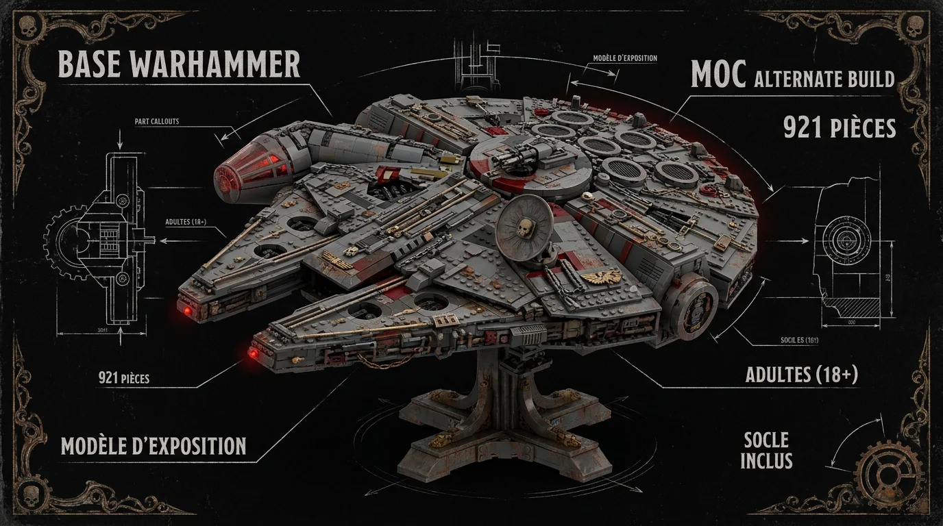 MOC LEGO Millennium Falcon transformé en cuirassé Emperor-class Warhammer 40K