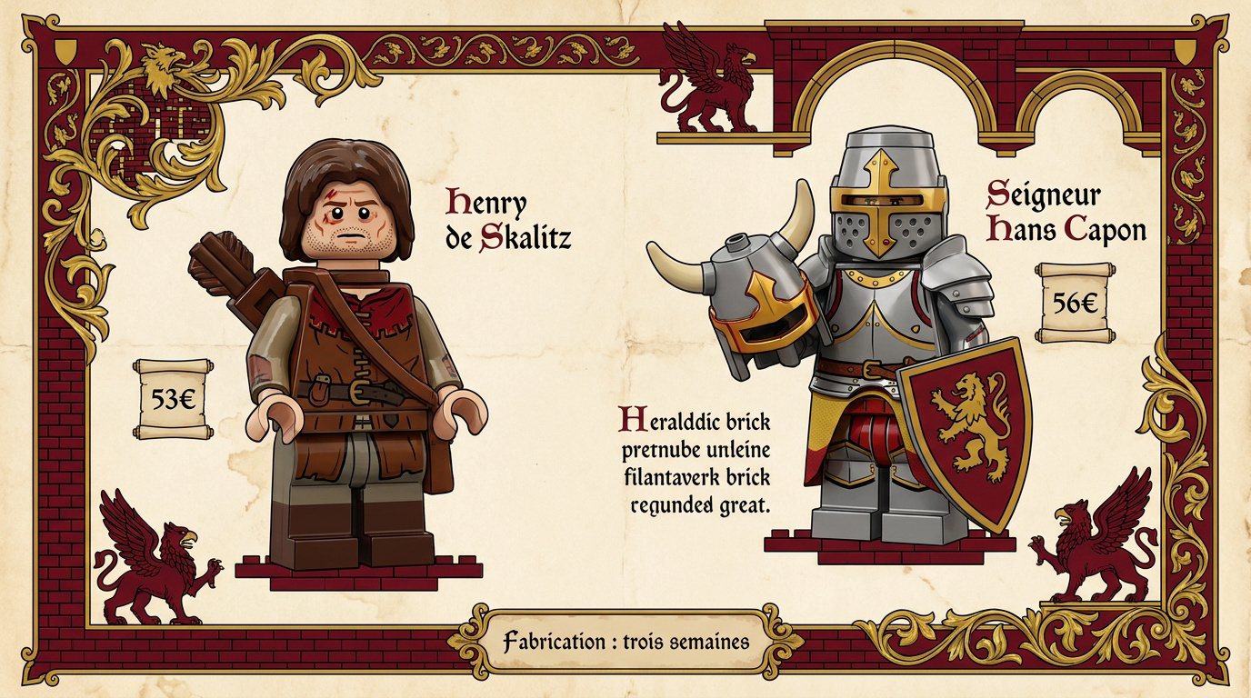 Figurines médiévales de Henry et Hans Capon en briques compatibles LEGO