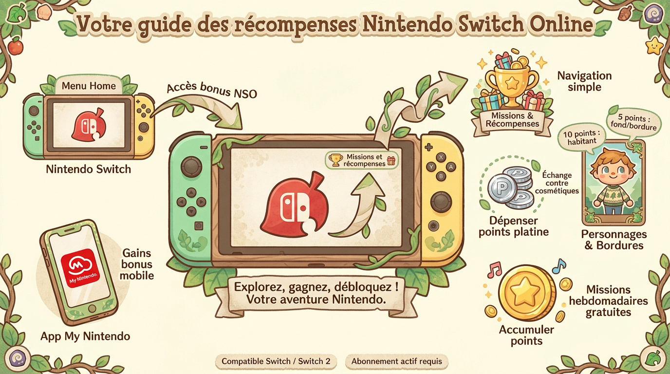 Interface des récompenses My Nintendo sur console Switch