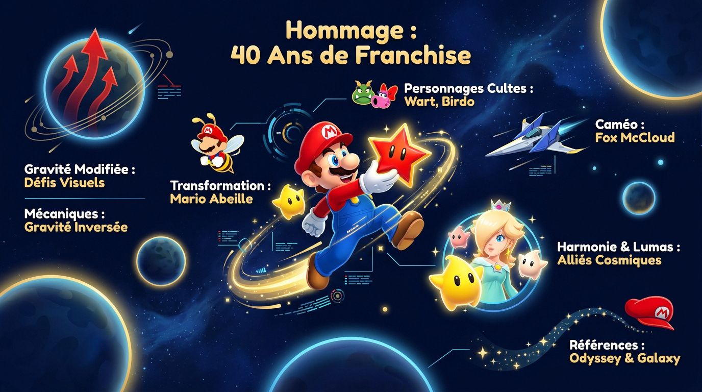 Hommage aux 40 ans de la franchise Mario dans le cosmos