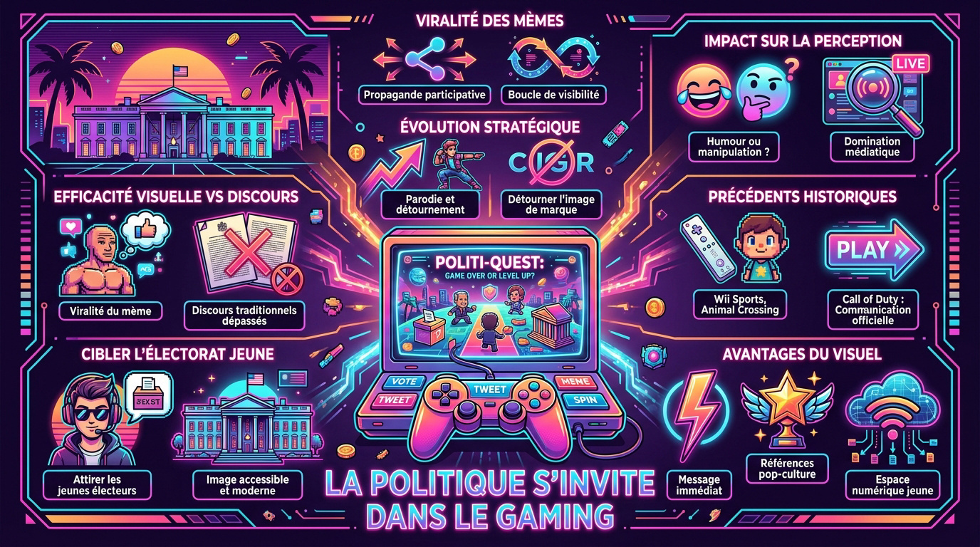 Illustration de l'influence des jeux vidéo dans la communication politique moderne
