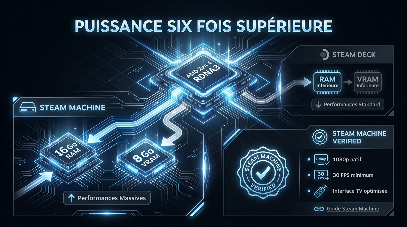 Comparaison de puissance entre la Steam Machine et le Steam Deck