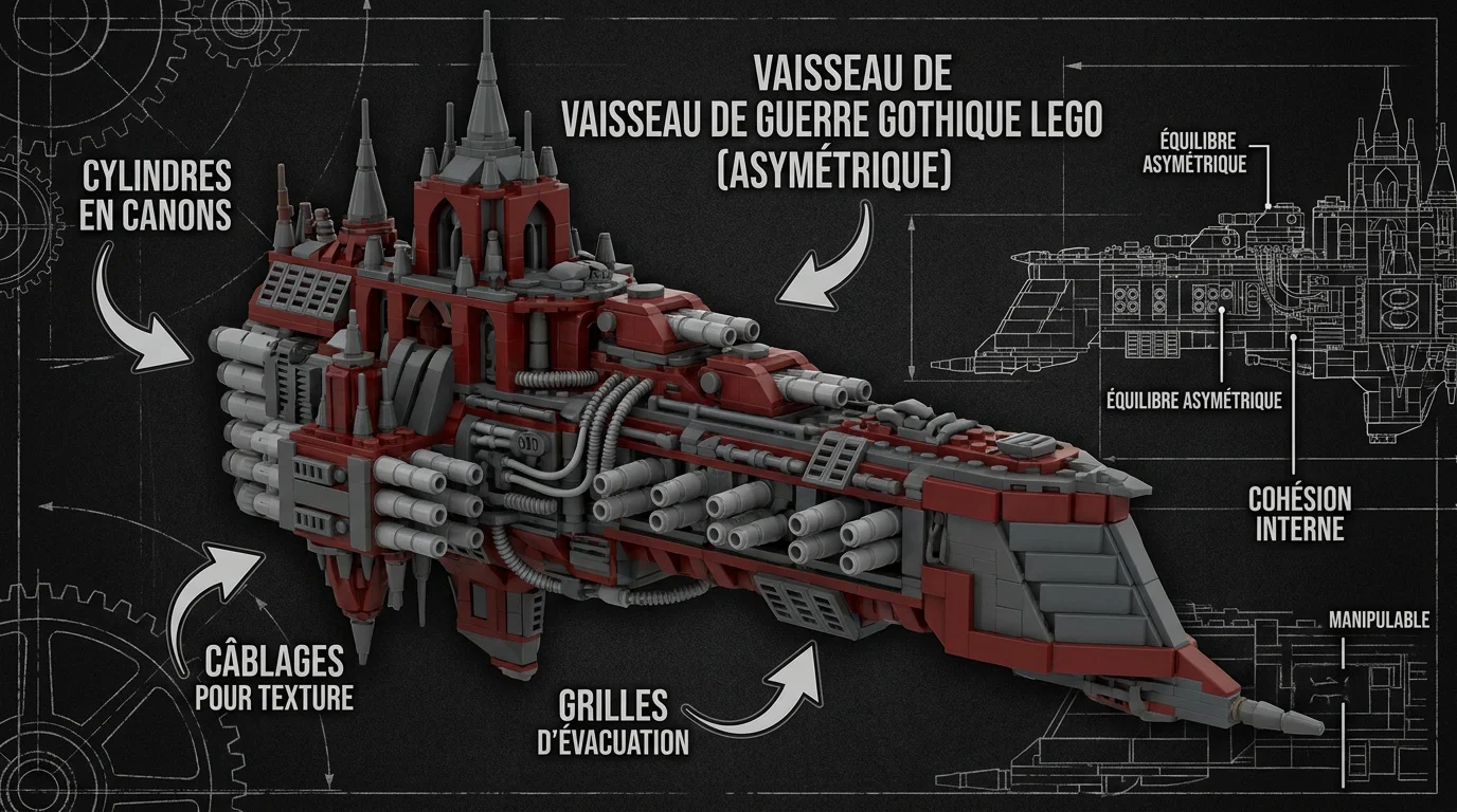 Cuirassé impérial Warhammer 40K construit en LEGO à partir du Millennium Falcon
