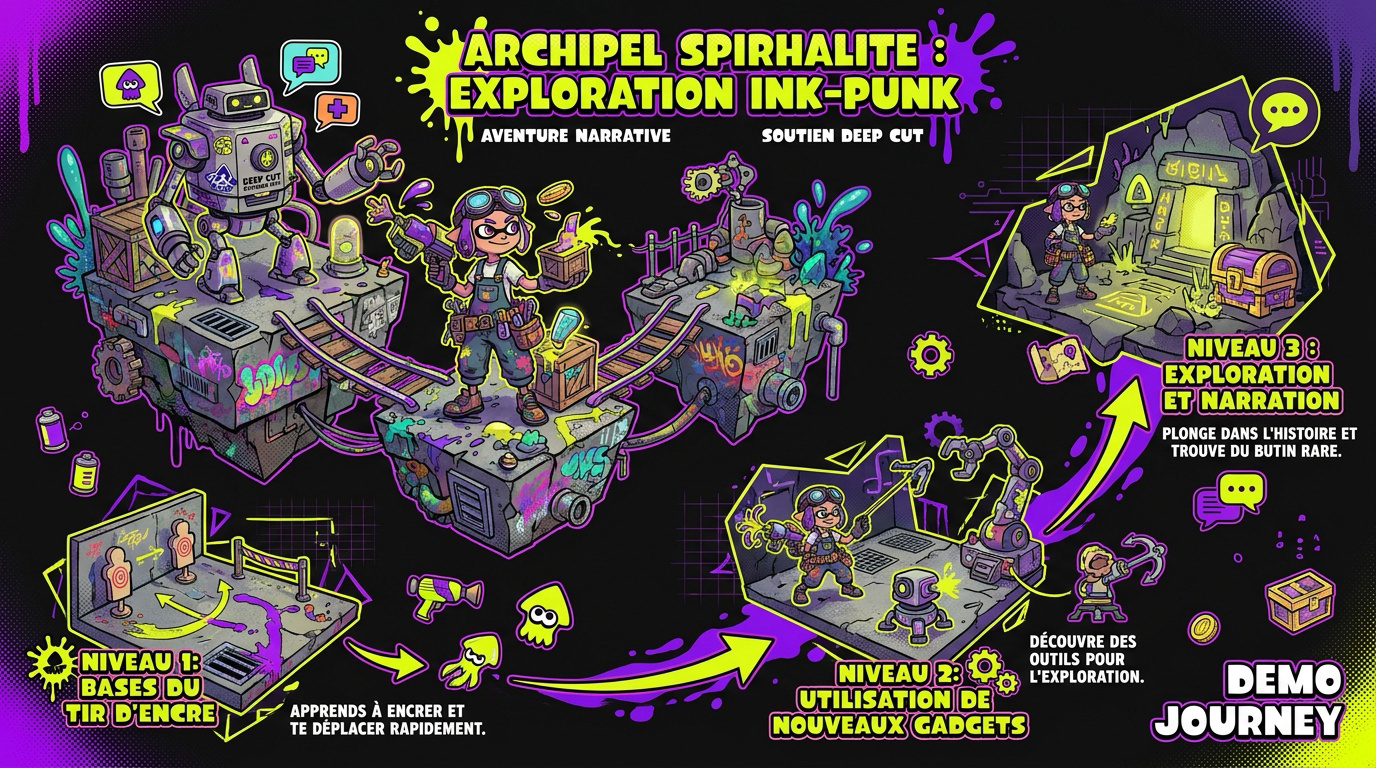 Exploration d'un mécanicien dans l'archipel Spirhalite de Splatoon Raiders