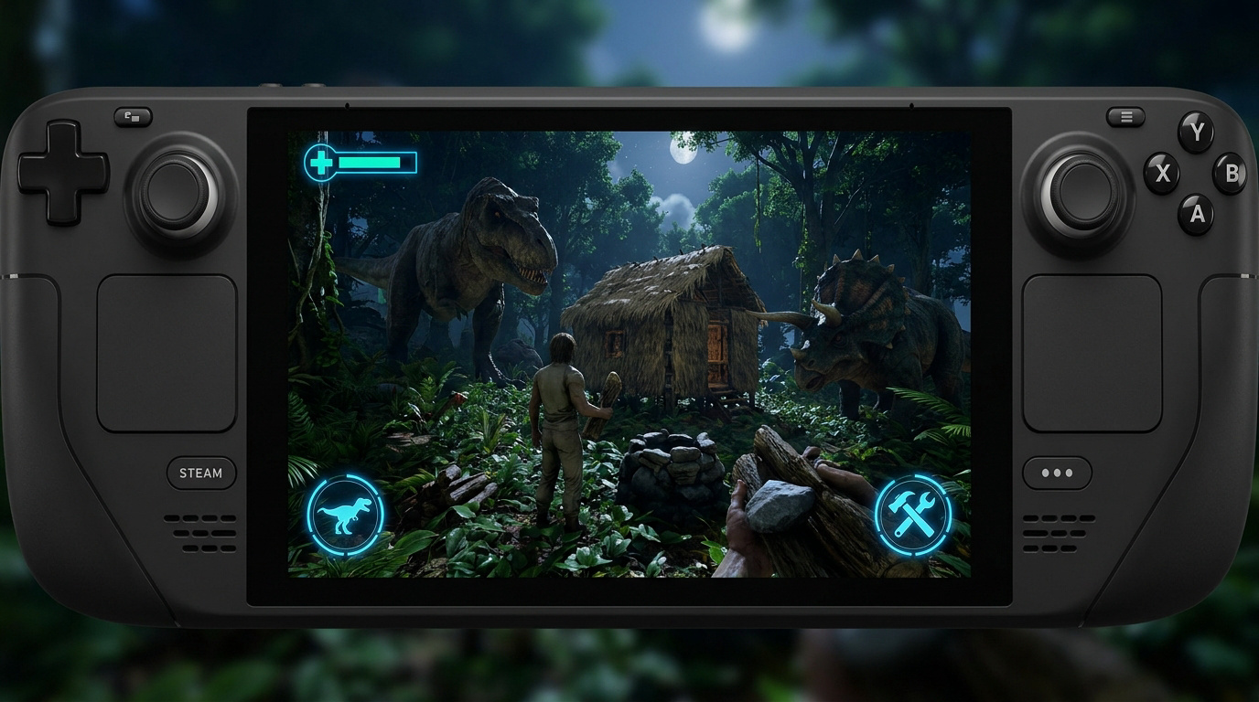 Survie et dinosaures dans la jungle sur Steam Deck