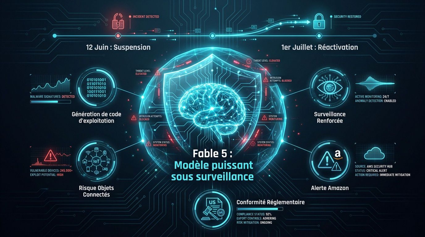 Illustration de la surveillance du modèle Fable 5 en cybersécurité