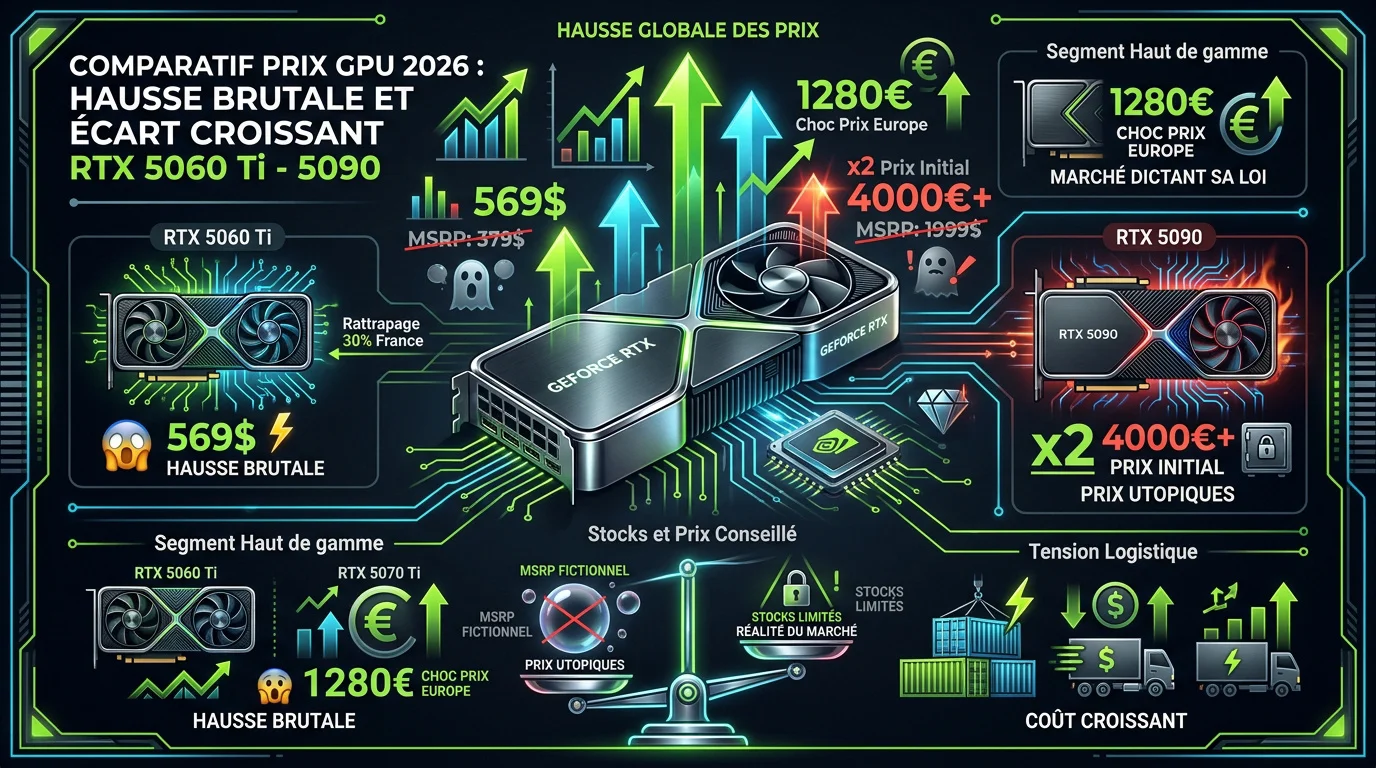 Hausse des prix GPU Nvidia RTX 50 en 2026