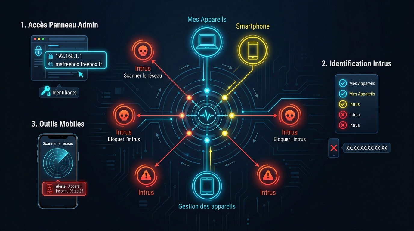 Infographie sur la surveillance et la cybersécurité du réseau Wi-Fi