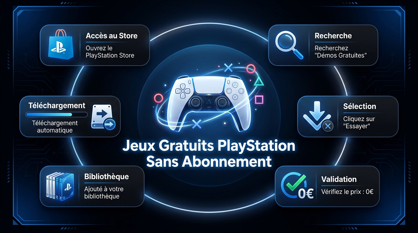 Interface du PlayStation Store montrant des jeux gratuits et démos sur PS4 et PS5