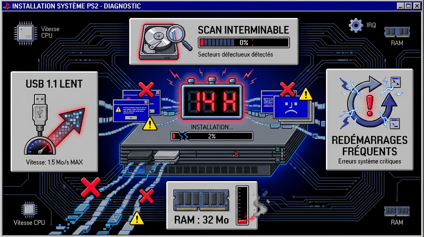 Interface de diagnostic et installation de Windows 95 sur PlayStation 2
