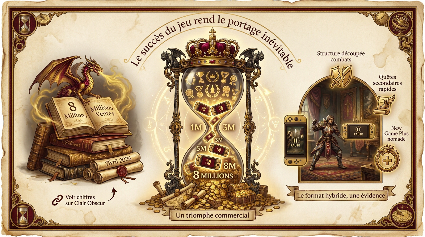 Sablier illustrant les 8 millions de ventes de Clair Obscur Expedition 33