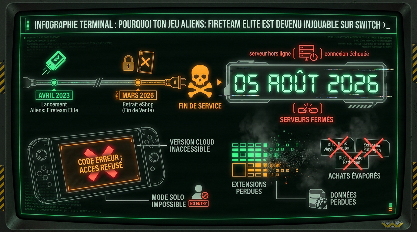 Aliens Fireteam Elite fin de service sur Nintendo Switch version cloud