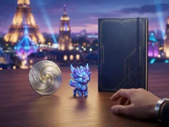 Bonus de précommande Pokémon Legends Z-A : où l’avoir au meilleur prix ? Objets collector Pokémon Legends Z-A sur une table avec la Tour Eiffel en arrière-plan.