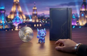 Bonus de précommande Pokémon Legends Z-A : où l’avoir au meilleur prix ? Objets collector Pokémon Legends Z-A sur une table avec la Tour Eiffel en arrière-plan.