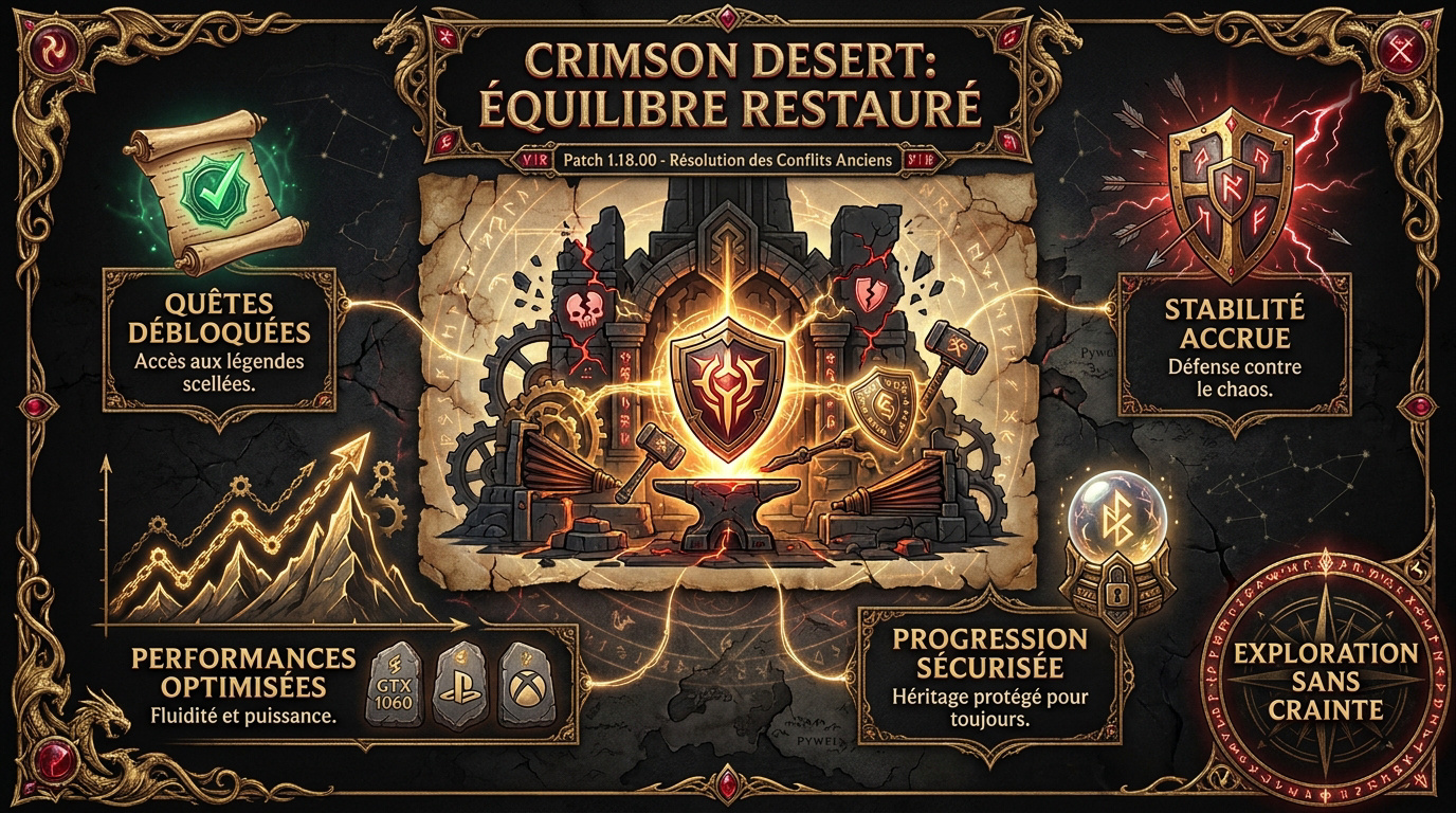 Amélioration de la stabilité et correction de quêtes dans Crimson Desert patch 1.18.00